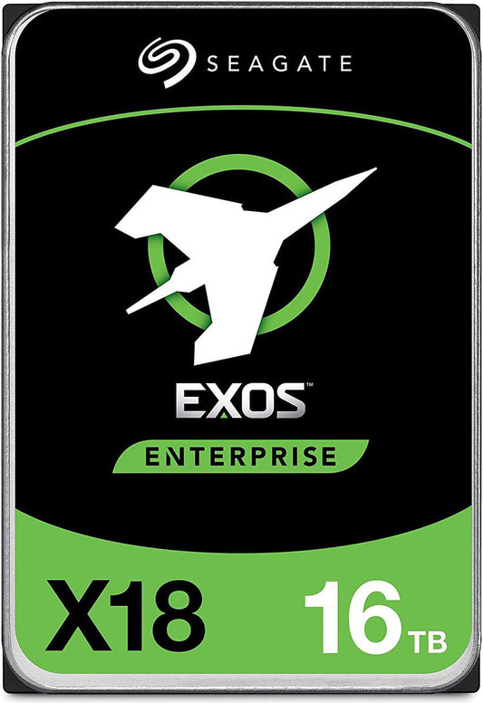 Seagate Exos X18 16TB Enterprise HDD - CMR 3.5 Inch Hyperscale SATA 6Gb/s, 7200 RPM, 512e and 4Kn FastFormat, Low Latency with Enhanced Caching (ST16000NM000J)