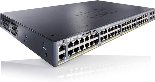 Cisco Catalyst 2960X-48FPD-L Network Switch, 24 Gigabit Ethernet Ports, 740W PoE Budget, two 10 G SFP+ Uplink Ports