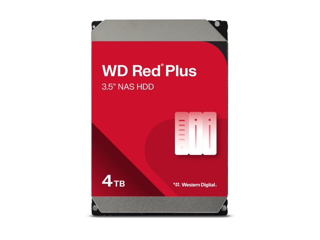 Western Digital 4TB WD Red Plus NAS Internal Hard Drive HDD - 5400 RPM, SATA 6 Gb/s, CMR, 128 MB Cache, 3.5" -WD40EFZX