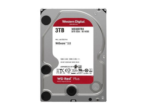 Western Digital 3TB WD Red Plus NAS Internal Hard Drive HDD - 5400 RPM, SATA 6 Gb/s, CMR, 64 MB Cache, 3.5" - WD30EFRX