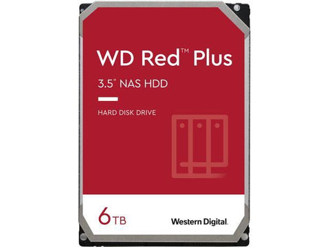 Western Digital 6TB WD Red Plus NAS Internal Hard Drive HDD - 5400 RPM, SATA 6 Gb/s, CMR, 64 MB Cache, 3.5" - WD60EFRX