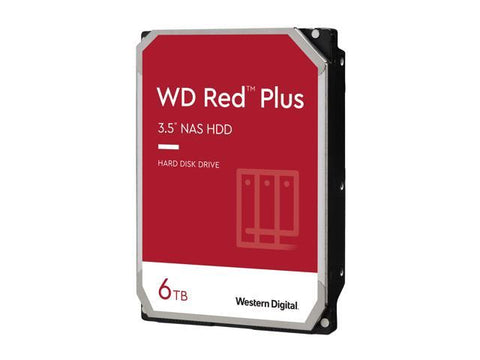 Western Digital 6TB WD Red Plus NAS Internal Hard Drive HDD - 5400 RPM, SATA 6 Gb/s, CMR, 64 MB Cache, 3.5" - WD60EFRX