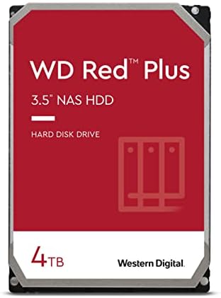 Western Digital 4TB WD Red Plus NAS Internal Hard Drive HDD - 5400 RPM, SATA 6 Gb/s, CMR, 64 MB Cache, 3.5" - WD40EFRX
