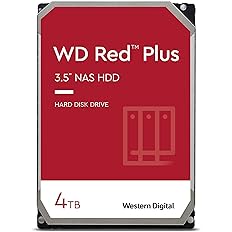 Western Digital 4TB WD Red Plus NAS Internal Hard Drive HDD - 5400 RPM, SATA 6 Gb/s, CMR, 64 MB Cache, 3.5" - WD40EFRX